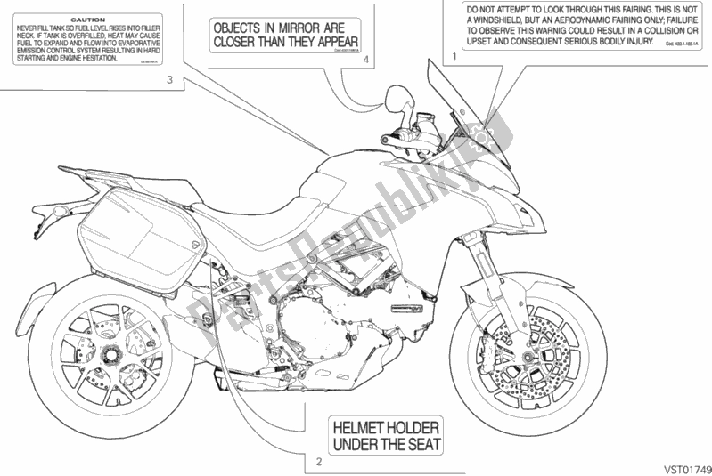 Todas las partes para Etiqueta, Advertencia de Ducati Multistrada 1260 Touring USA 2019